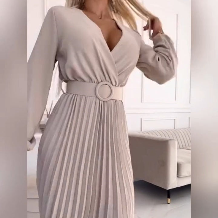 Elza - Vestido Midi Plisado Elegante