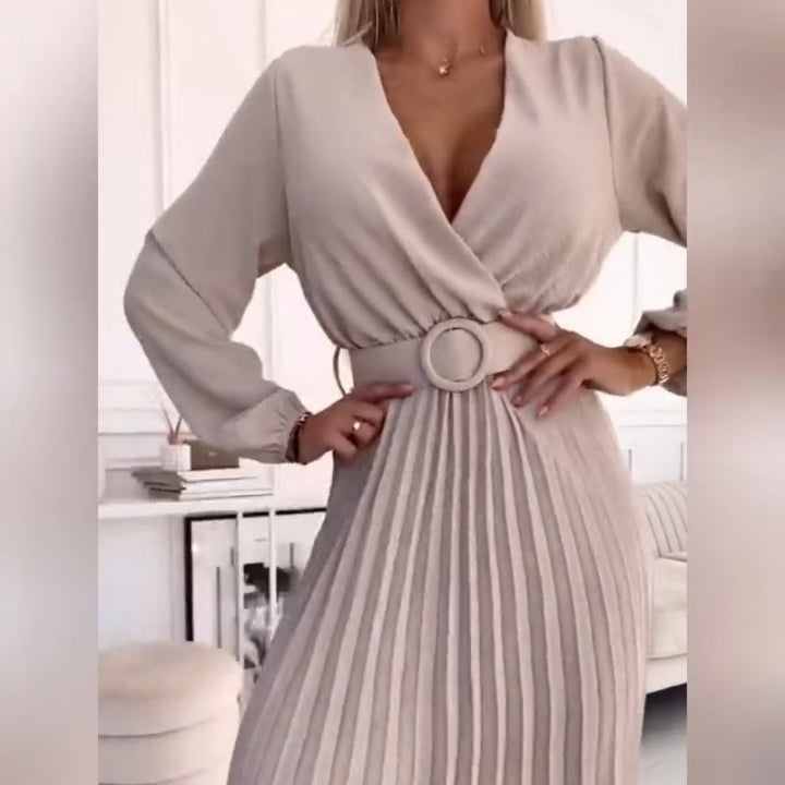 Elza - Vestido Midi Plisado Elegante