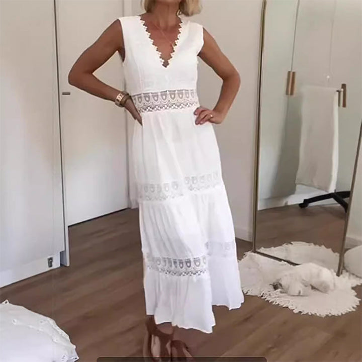 Melyssa -  Vestido Largo con Cuello de Pico