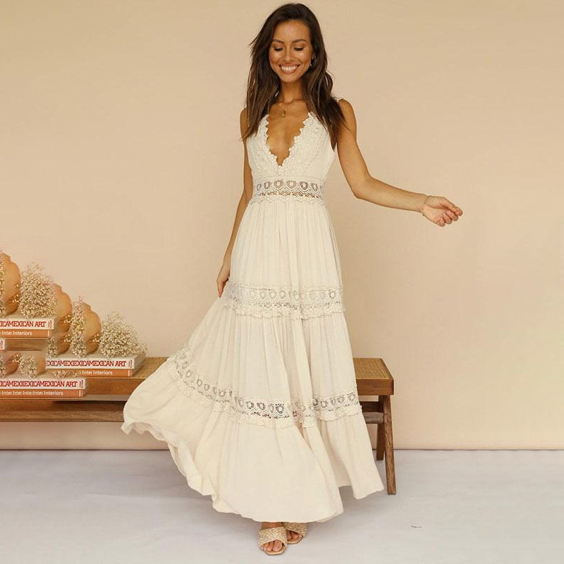 Melyssa -  Vestido Largo con Cuello de Pico