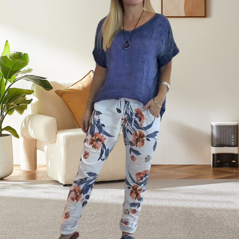 Alura - Blusa Informal y Pantalón Con Estampado Florales