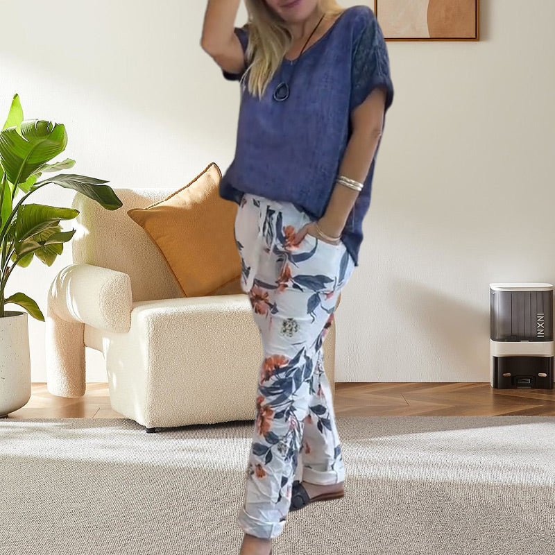 Alura - Blusa Informal y Pantalón Con Estampado Florales