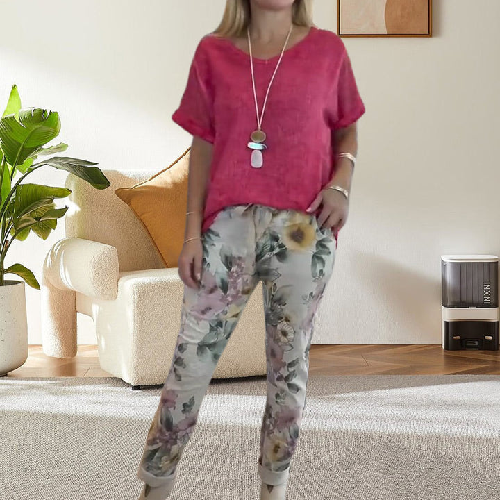 Alura - Blusa Informal y Pantalón Con Estampado Florales
