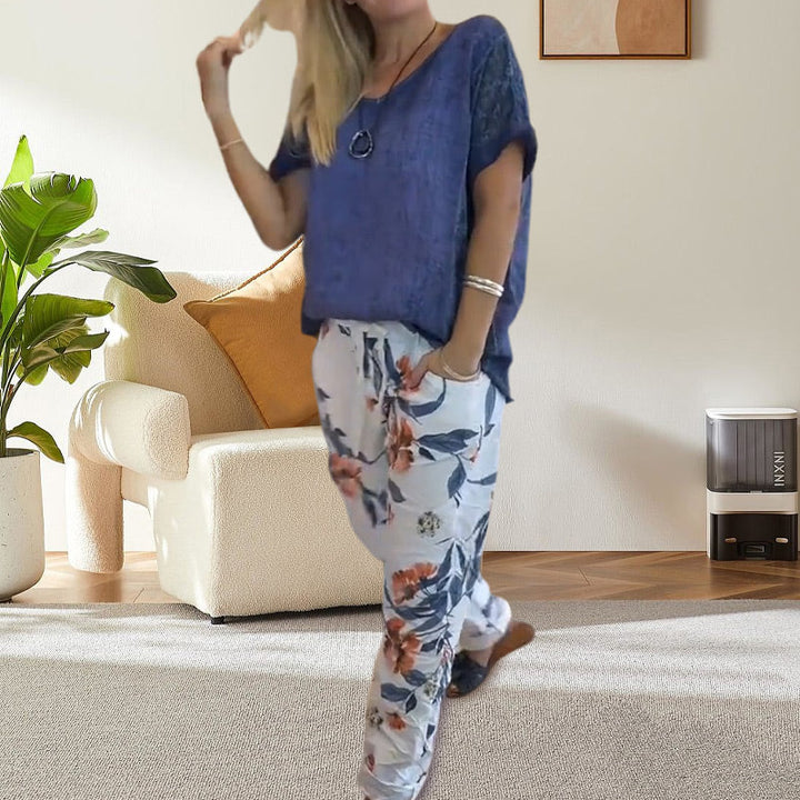 Alura - Blusa Informal y Pantalón Con Estampado Florales
