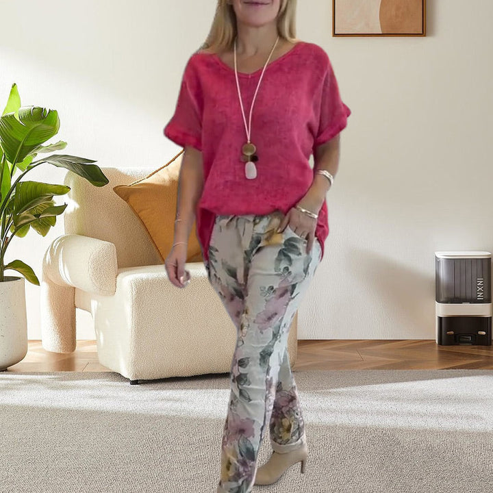 Alura - Blusa Informal y Pantalón Con Estampado Florales