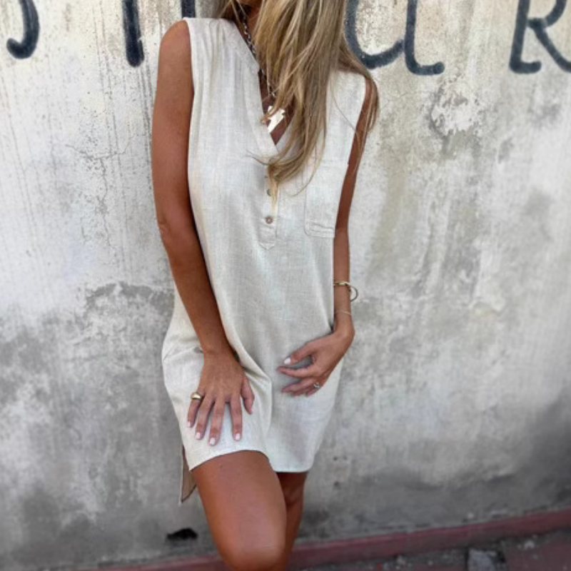 Paula - Vestido Sin Mangas Con Cuello En V