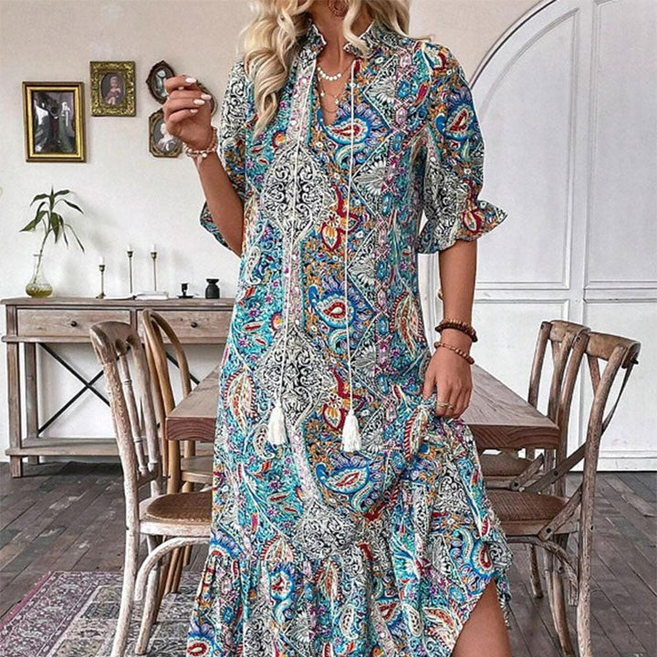 Aniy - Vestido Floral de Verano con Cuello en V