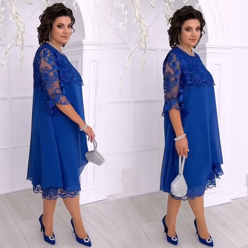 Herminia - Vestido De Encaje Transparente En Mira De Capas