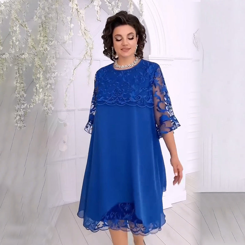 Herminia - Vestido De Encaje Transparente En Mira De Capas