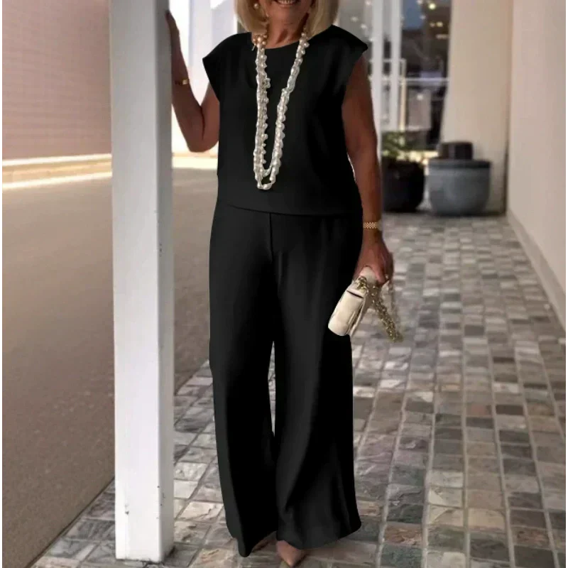 Danelia - Top Sin Mangas y Pantalones de Algodón y Lino