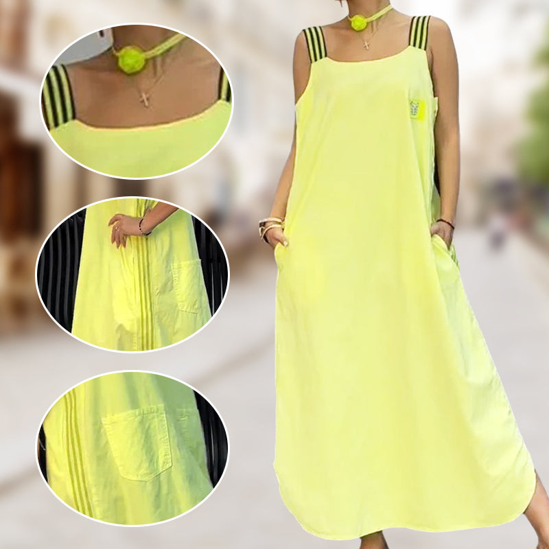 Allyson - Vestido Largo Con Tirantes Anchos Y Bolsillos