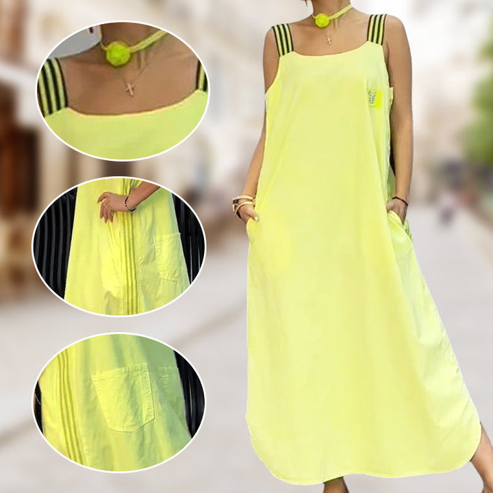 Allyson - Vestido Largo Con Tirantes Anchos Y Bolsillos