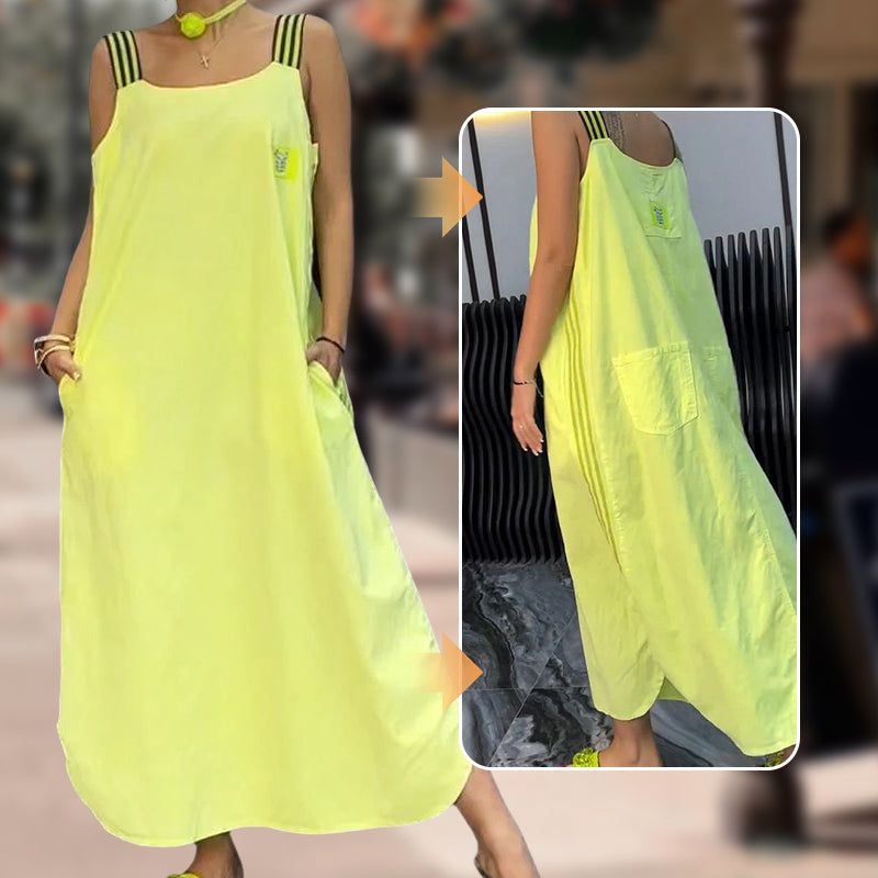Allyson - Vestido Largo Con Tirantes Anchos Y Bolsillos