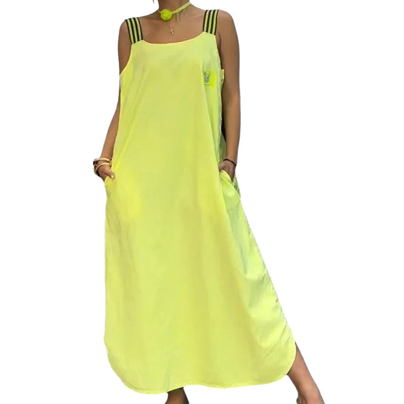 Allyson - Vestido Largo Con Tirantes Anchos Y Bolsillos