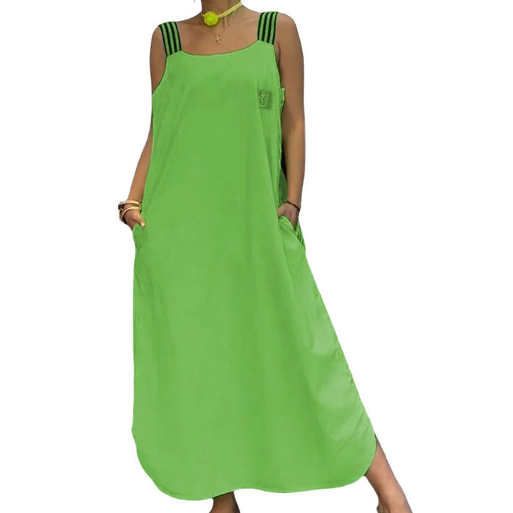 Allyson - Vestido Largo Con Tirantes Anchos Y Bolsillos