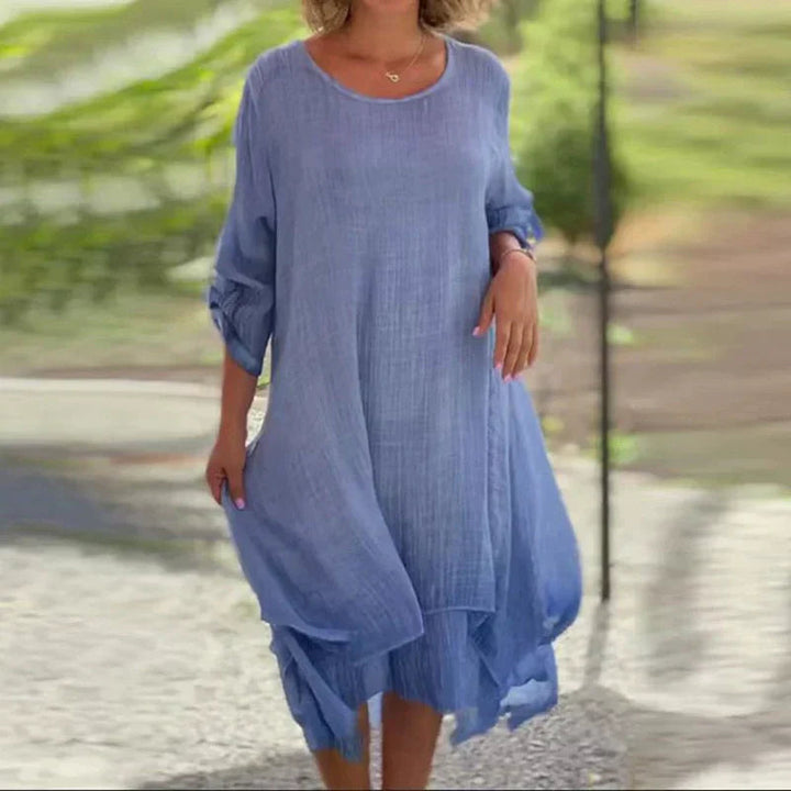 Mariela - Vestido de Cuello Redondo y Corte Holgado