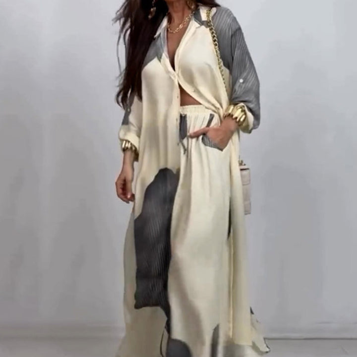 Dionicia - Elegante Camisa Abotonada y Pantalón con Cordón