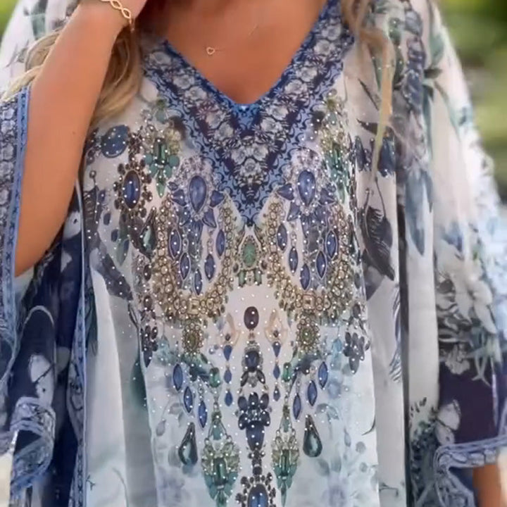 Joleena - Vestido Holgado Asimétrico Con Cuello En V