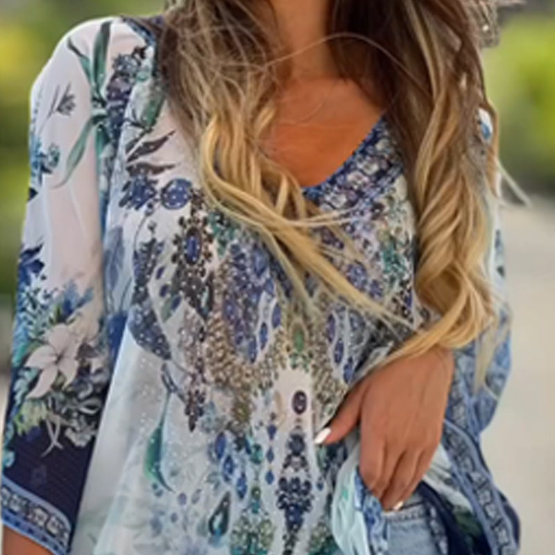 Joleena - Vestido Holgado Asimétrico Con Cuello En V