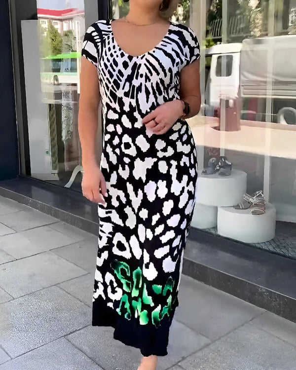 Aliki - Vestido Informal Estampado De Manga Corta