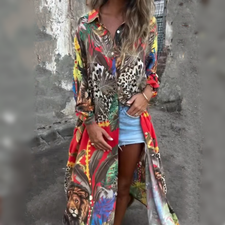 Roelie - Vestido Estampado De Manga Larga