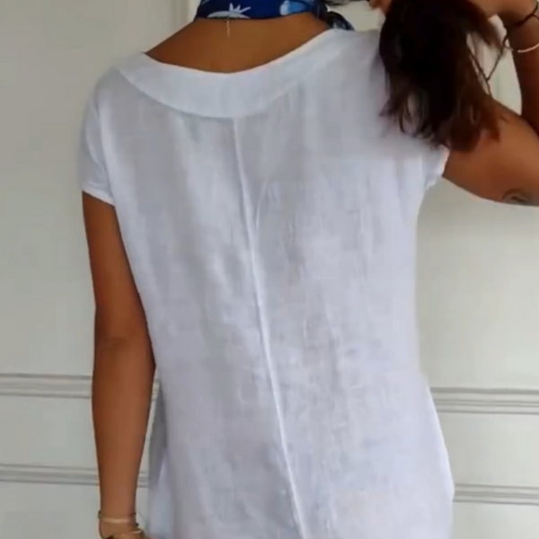 Erietta - Vestido De Lino De Cuello Redondo y Corte Holgado
