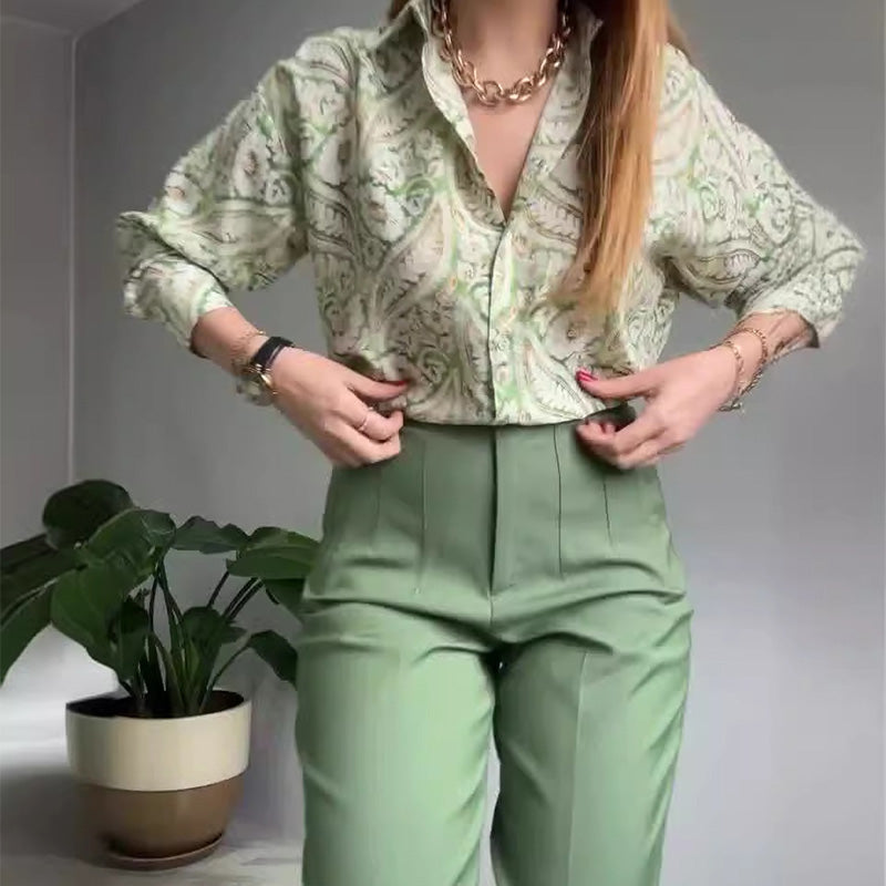 Enid - Camisa y Pantalones Estampados Informales