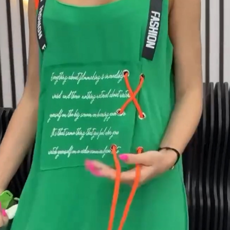 Wafia - Vestido Informal Sin Mangas Estampado