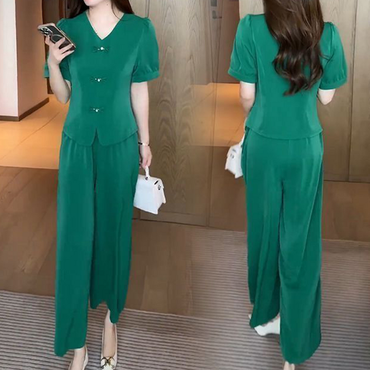 Eseniya - Elegante Conjunto De Dos Piezas De Manga Corta