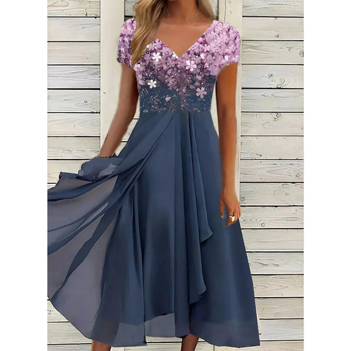 Doina - Elegante Cuello en V Vestido Con Impresión