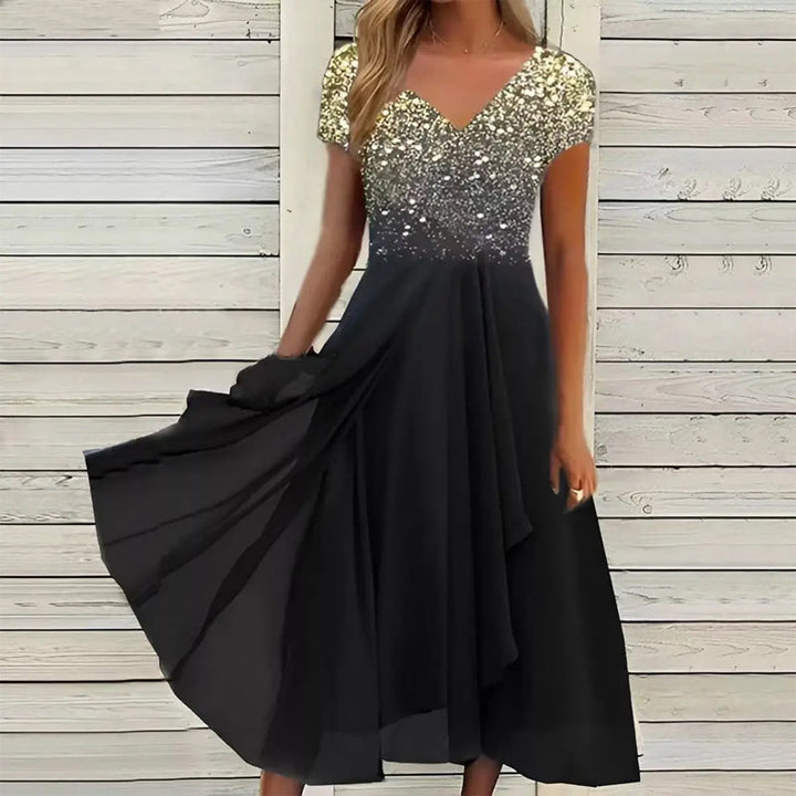 Doina - Elegante Cuello en V Vestido Con Impresión