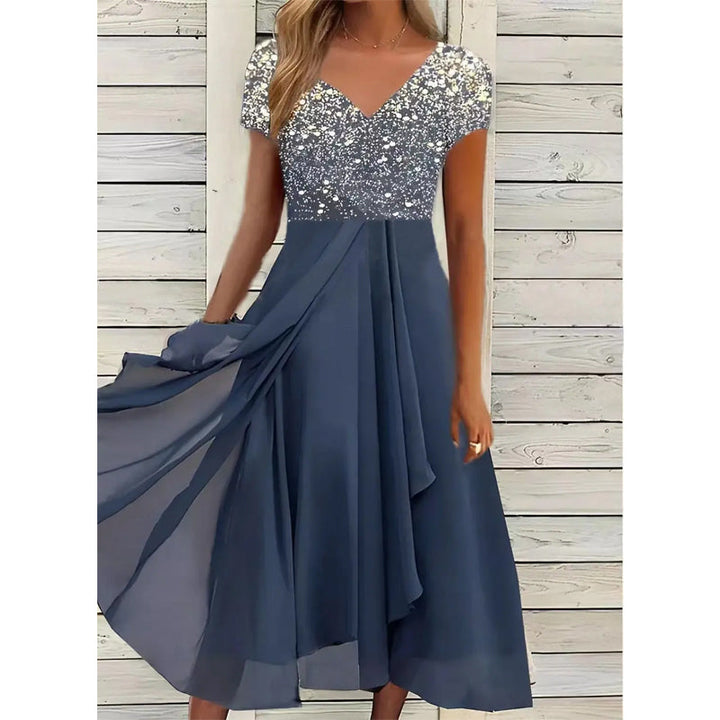 Doina - Elegante Cuello en V Vestido Con Impresión
