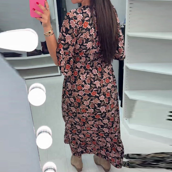 Meika - Vestido Largo Estampado con Cuello en V