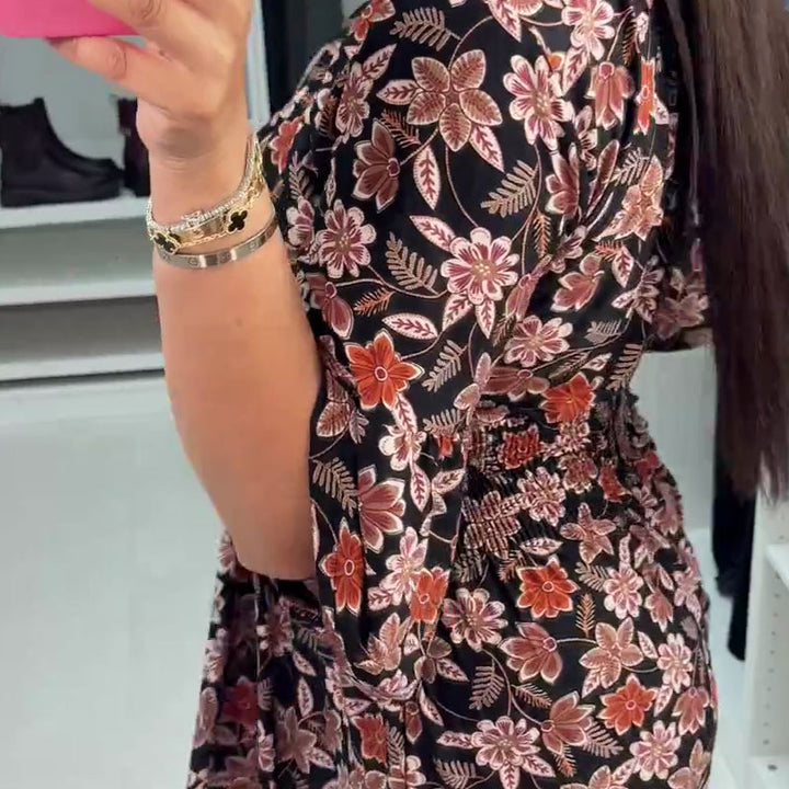 Meika - Vestido Largo Estampado con Cuello en V