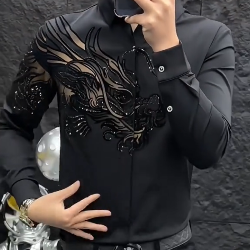 Zeljko -  Elegante Camisa Estampada de Corte Ajustado