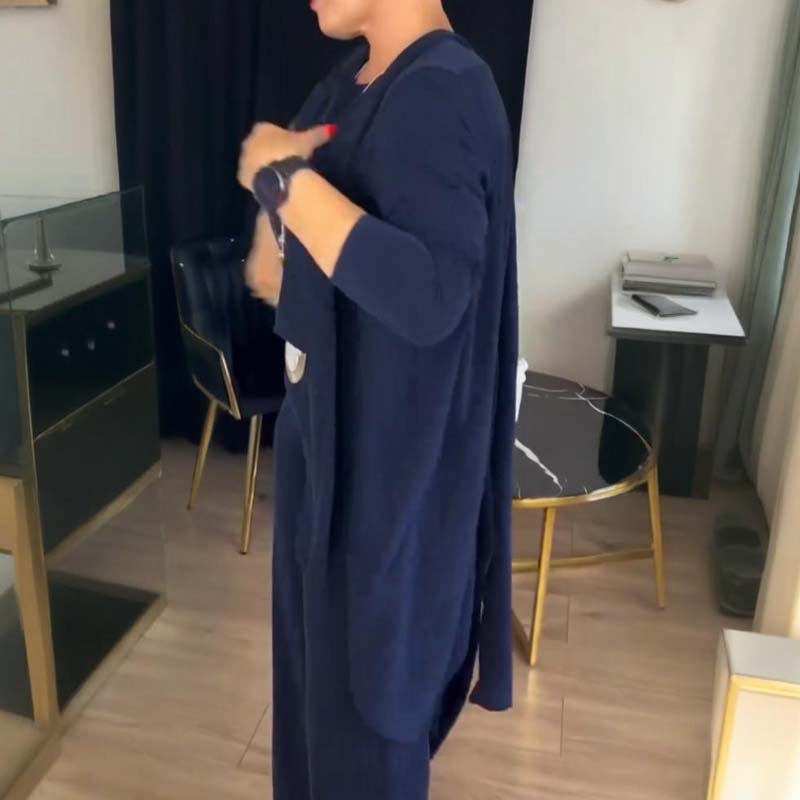 Mouna - Elegante Conjunto De 3 Piezas Con Cárdigan Largo