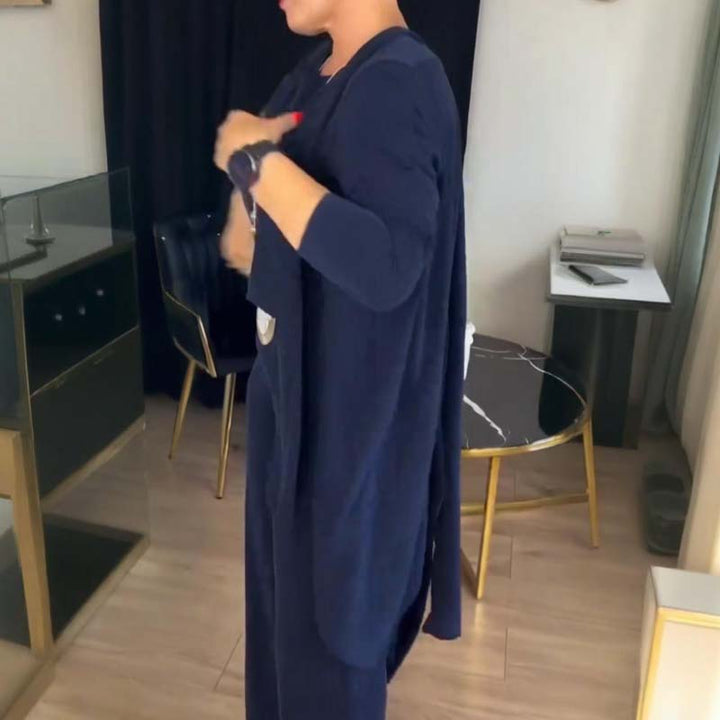 Mouna - Elegante Conjunto De 3 Piezas Con Cárdigan Largo