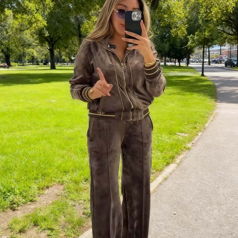 Alyn - Chaqueta Con Cremallera Y Pantalones De Pierna Ancha