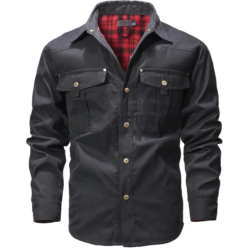 Elkan - Chaqueta Western Con Forro de Franela y Botones a Presión