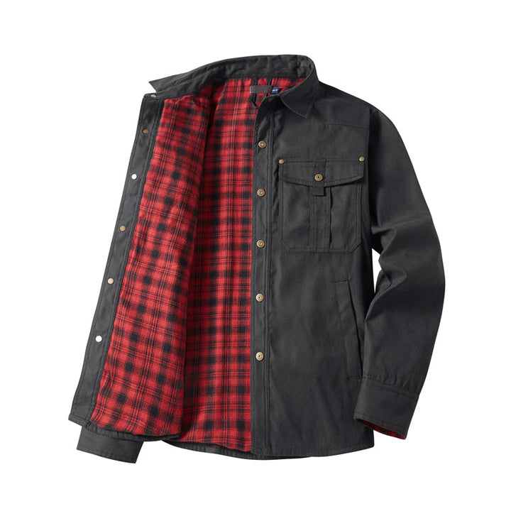 Elkan - Chaqueta Western Con Forro de Franela y Botones a Presión