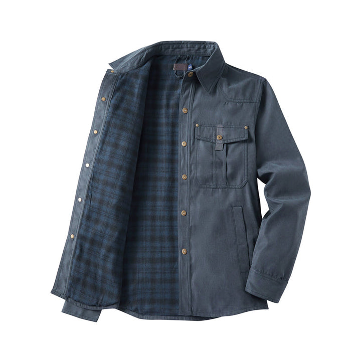 Elkan - Chaqueta Western Con Forro de Franela y Botones a Presión