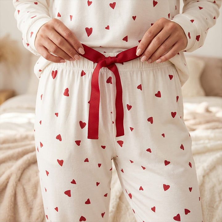 Rugile - Conjunto de Pijama Cómodo Con Estampado de Corazones