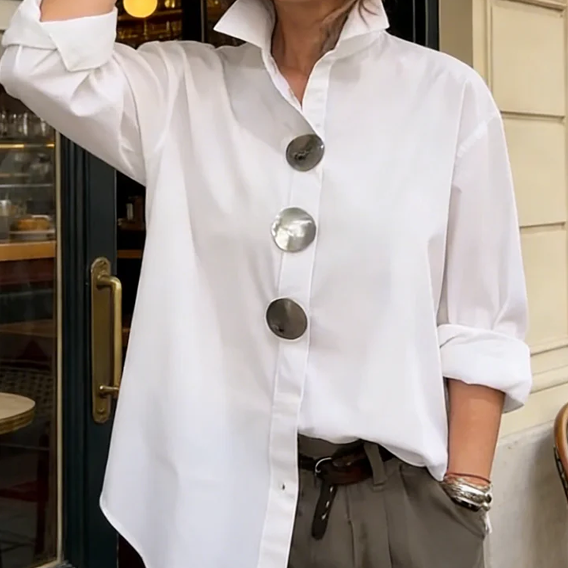 Cvijeta - Blusa Talla Grande Con Botones Metálicos Grandes