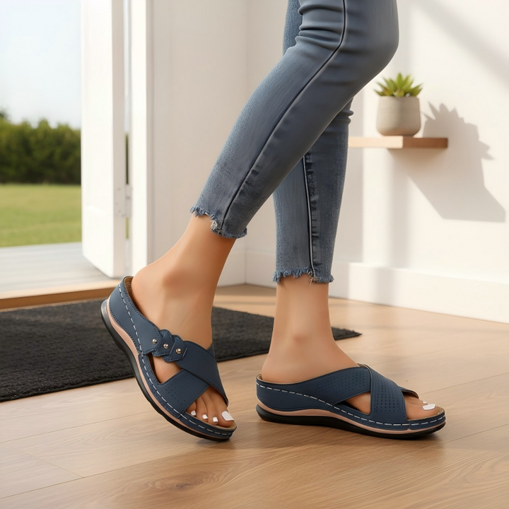 Shawen - Sandalias de Cuña con Tiras Cruzadas de Estilo Informal
