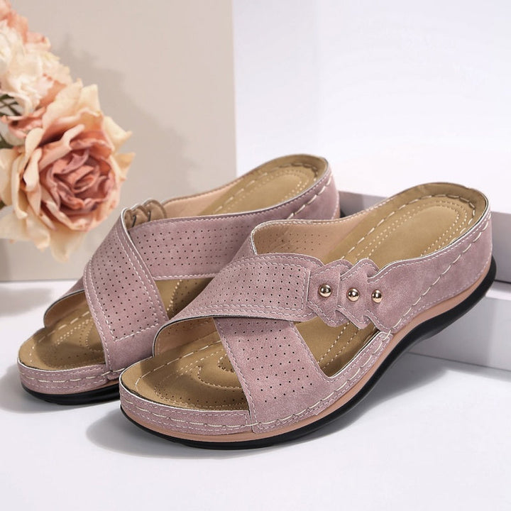 Shawen - Sandalias de Cuña con Tiras Cruzadas de Estilo Informal