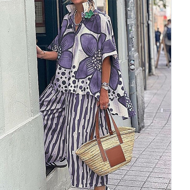 Rozarin - Elegante Conjunto De Dos Piezas Estampado
