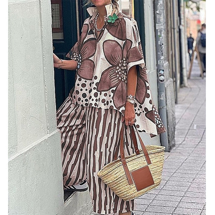 Rozarin - Elegante Conjunto De Dos Piezas Estampado