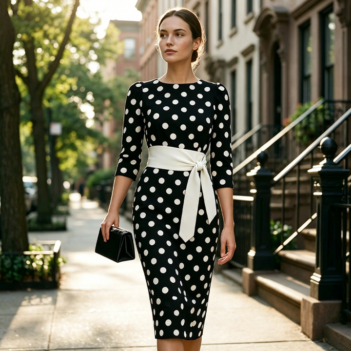 Konila - Elegante Vestido Retro De Lunares