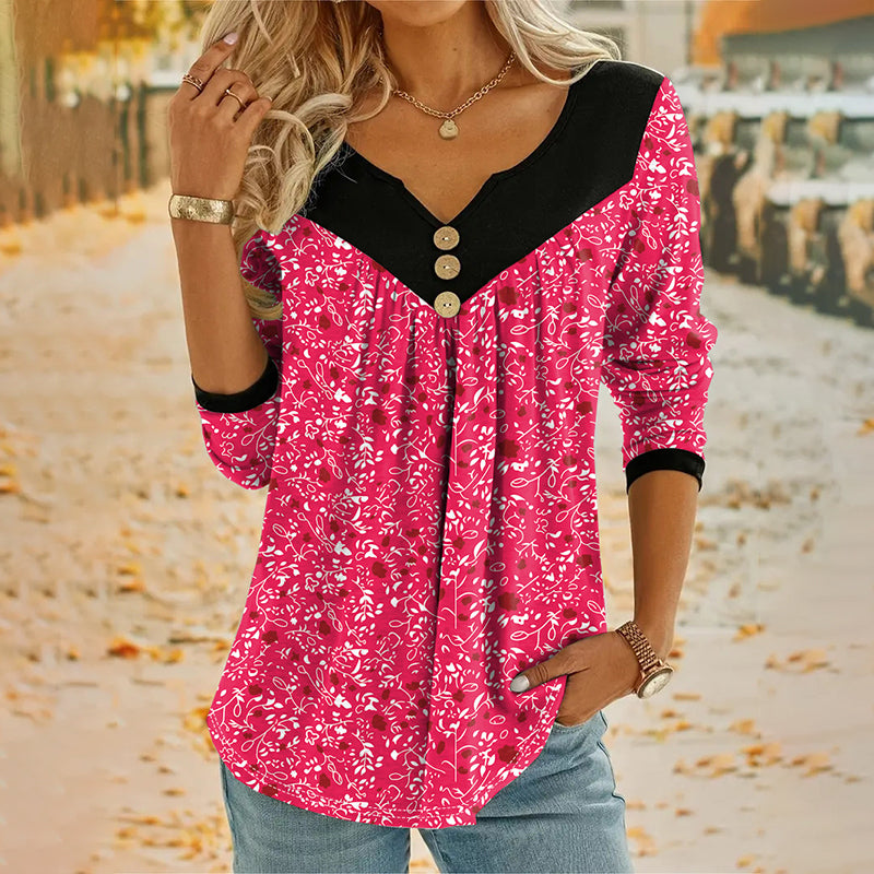 Sheloni - Blusa De Manga Larga Con Estampado Floral Y Botones