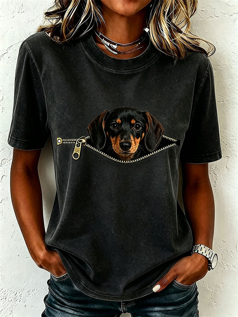 Earcy - Camiseta De Manga Corta Con Diseño De Perro Salchicha